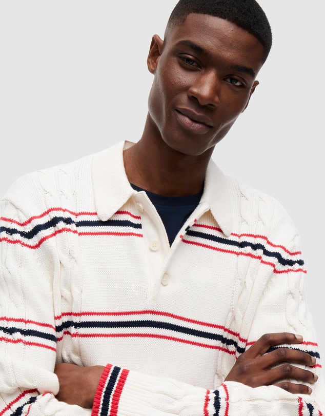 Tommy Jeans - Regular Stripe Cable Knit Polo