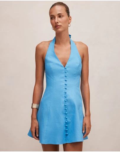Forever New - Ina Button Front Halter Neck Mini Dress