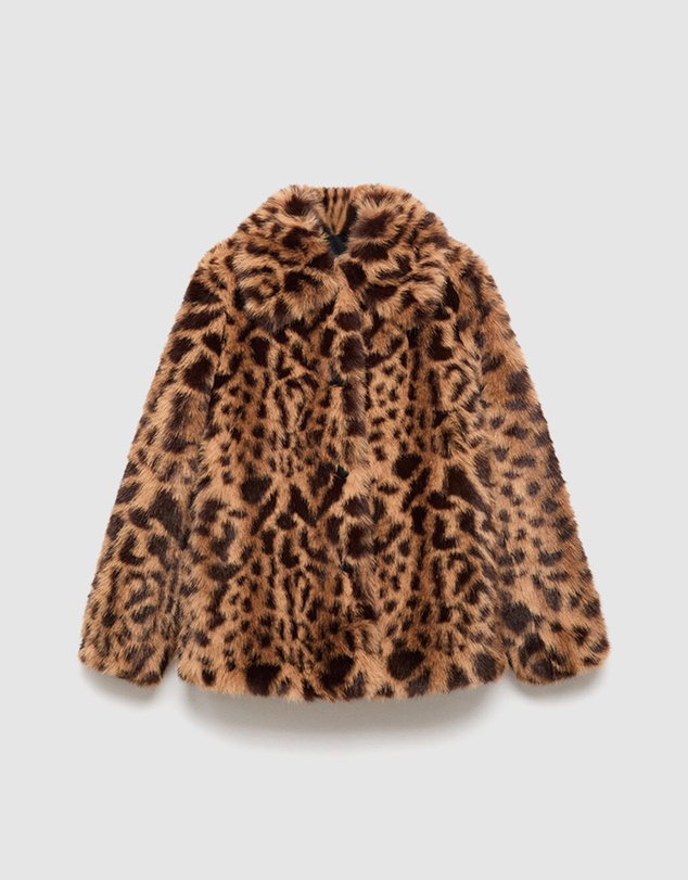 M.N.G - Fur-Effect Leopard-Print Coat