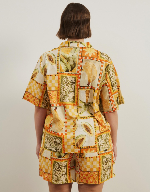 Atmos&Here Curvy - Paradise Linen Blend Shirt