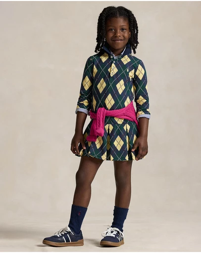 Polo Ralph Lauren - Argyle Stretch Mesh Polo Dress - Babies-Kids