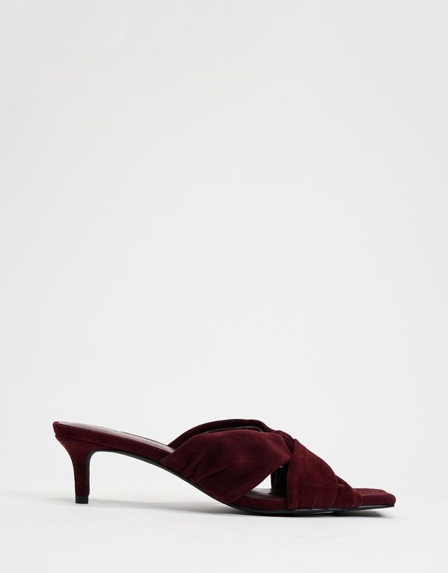 Atmos&Here - Ember Twist Detail Square Toe Suede Heels