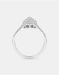 Michael Hill - 0.30 Carat TW Pear Cluster Halo Diamond Ring in 10kt White Gold