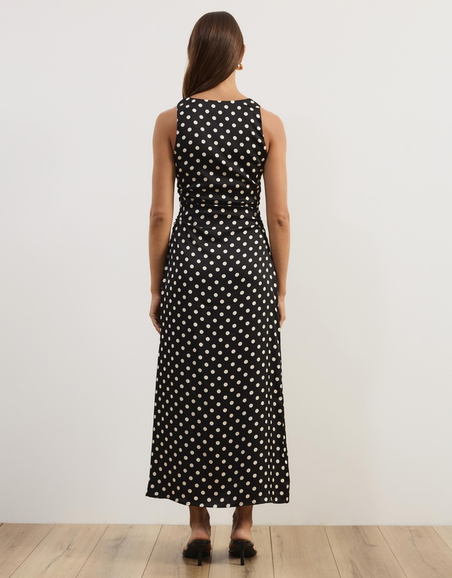 Atmos&Here - Lowen Satin Polka Dot Midi Dress