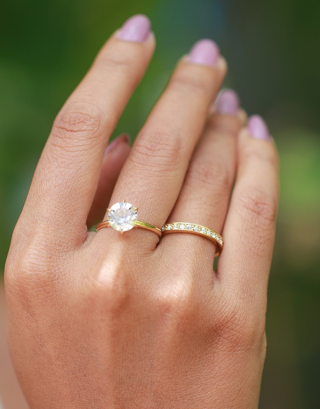 Elli Jewelry - Ring Eternity Set with Crystals in 925 Sterling Silver Gold Plated