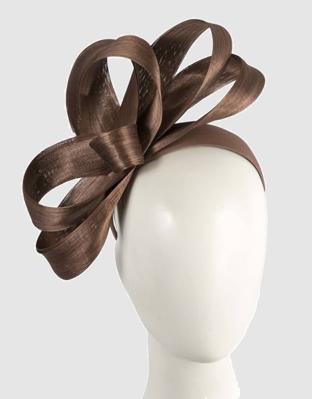 Fillies Collection - Coffee Silk Abaca Loops Racing Fascinator