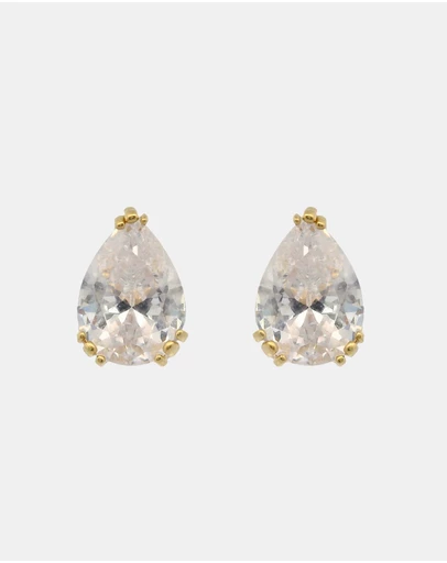 Georgini - Georgini Elegant Essentials 7mm Pear Cut Hidden Halo Stud Gold