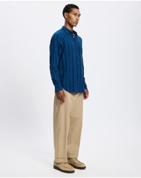 Scotch & Soda - Textured Indigo Shirt In Special Striped Weave