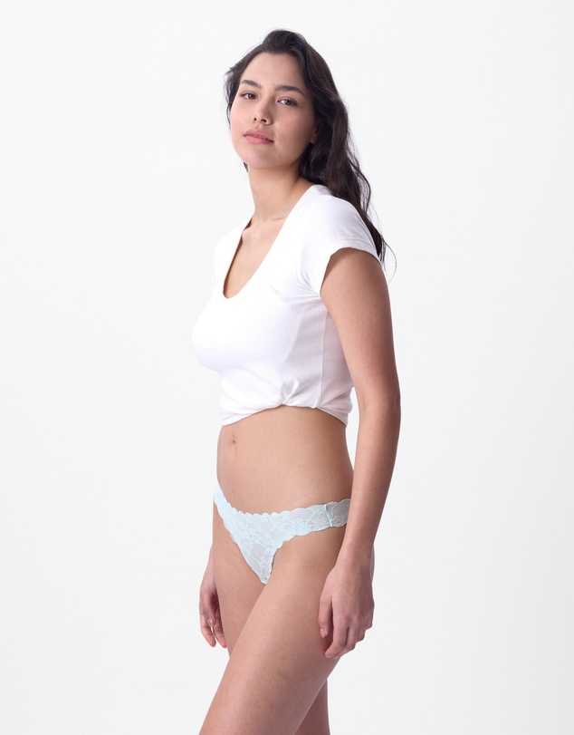 Bras N Things - Smooth Lace Brazilian Knicker - Mint Green