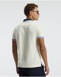 Calibre - Striped Trim Monogram Polo Cream