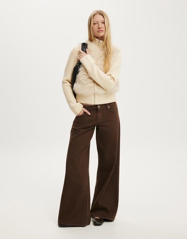Cotton On - Faux Fur Knit Jacket