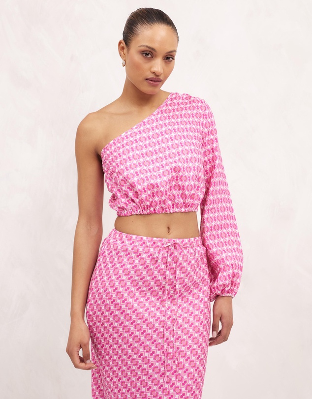 AERE - One Shoulder Linen Top