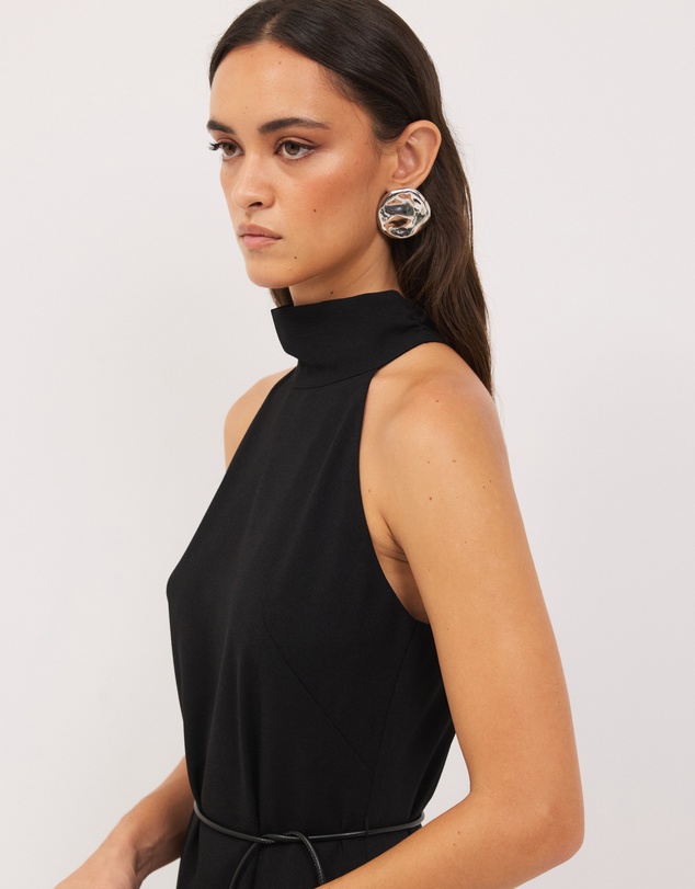 Calli - Mila High Neck Crepe Maxi Dress