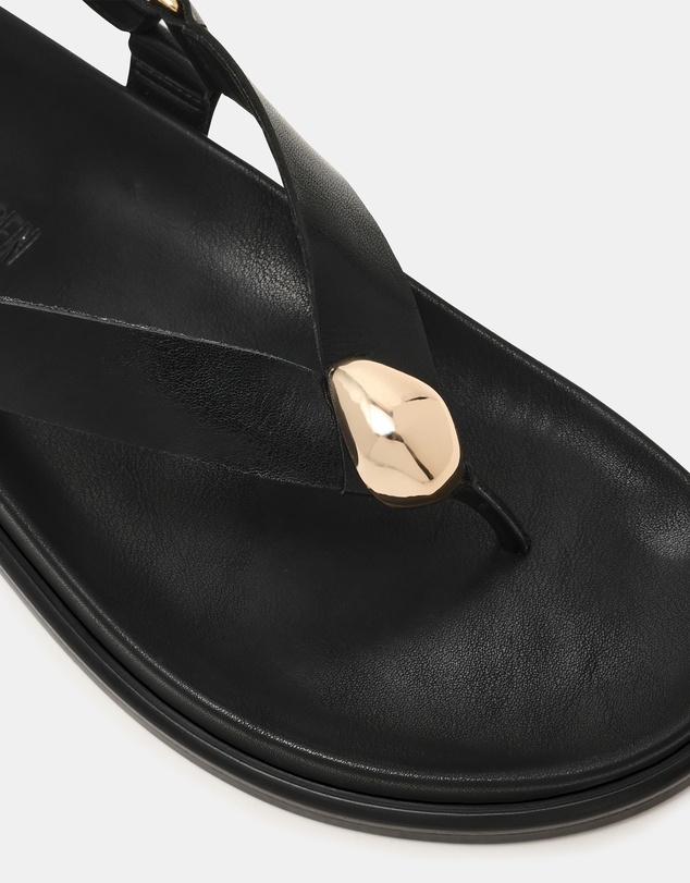 Steve Madden - Elvia Black Leather Sandals