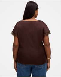 Forever New Curve - Tate Curve Lace Trim Top
