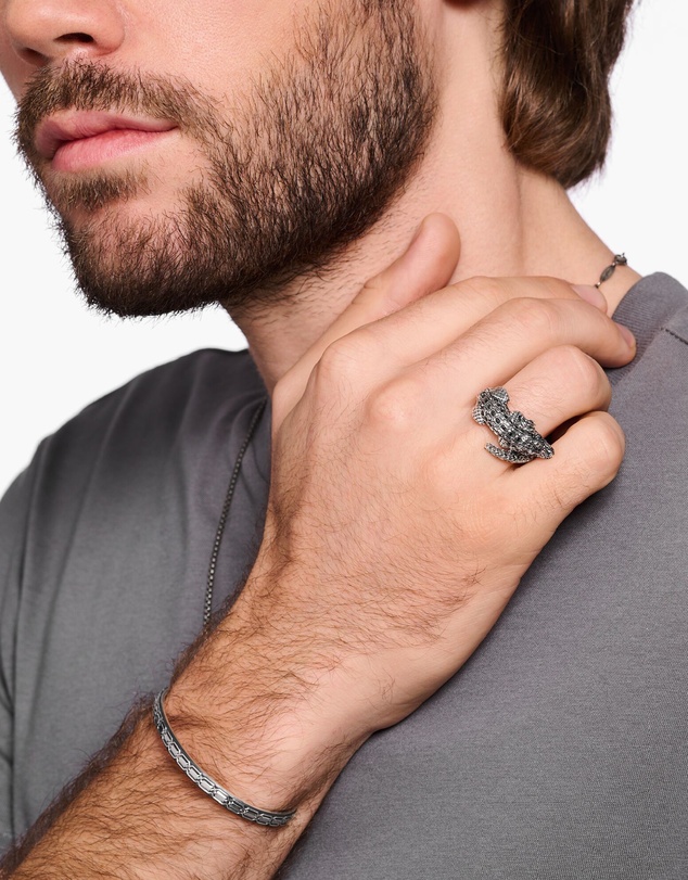 THOMAS SABO - Ring Crocodile with Stones Silver Blackened