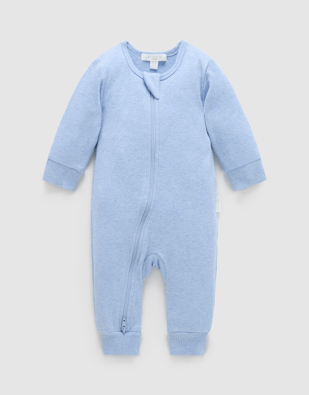 Purebaby - Ribbed Zip Growsuit -Kids-Babies