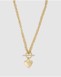 Wanderlust + Co - Honor Heart Mantra Gold Locket Necklace