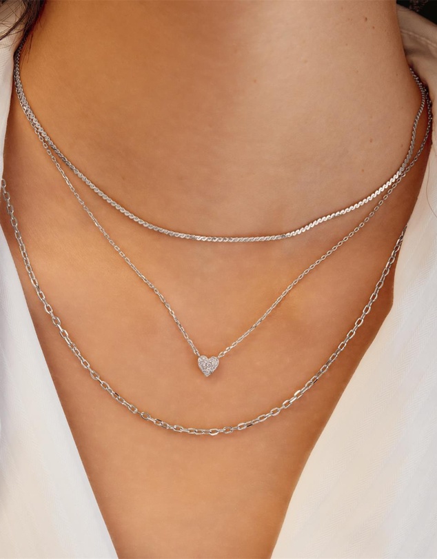 Ania Haie - Ania Haie Silver Pave Heart Necklace