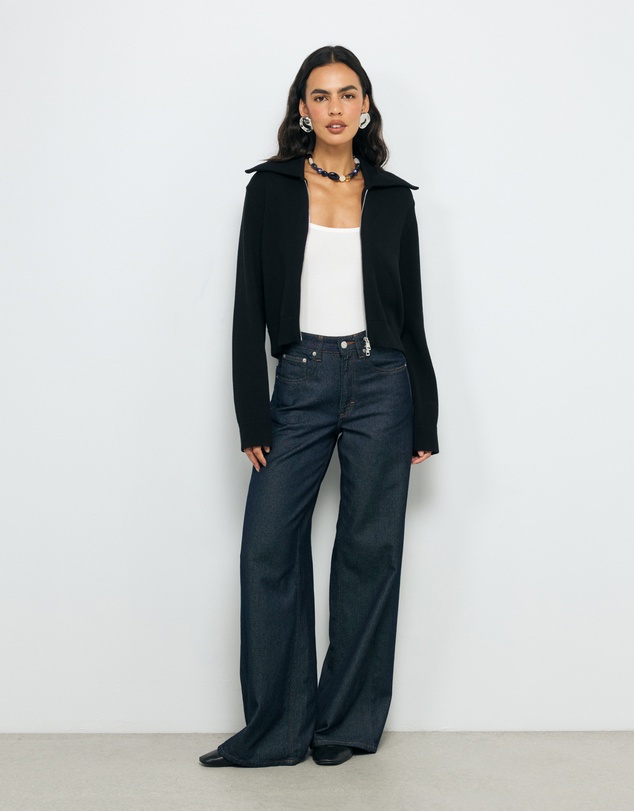 AERE - Lali Organic Cotton Zip Knit Cardigan