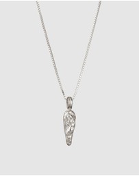 Kuzzoi - ICONIC EXCLUSIVE - Necklace Male Drop Textured 925 Sterling Silver
