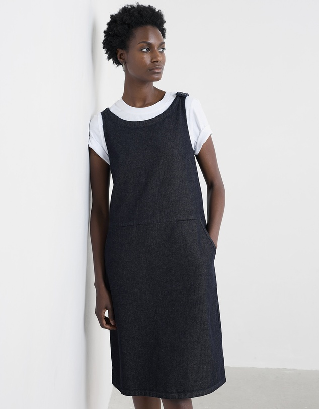 Seasalt - Seasalt Cornwall Navy Salt Weave Knee Length Pinafore