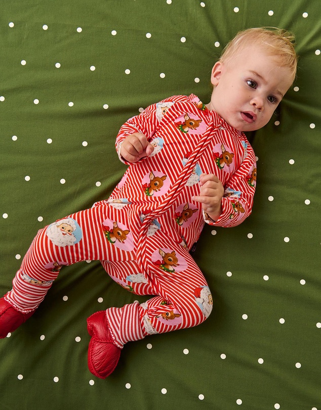 Kip&Co - I Love Christmas Spot Organic Long Sleeve Zip Romper - Babies