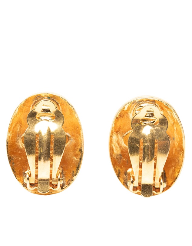 Pre-Loved by Azura Reborn - Pre-Loved CC Gold Plated Logo Oval Clip On Earrings