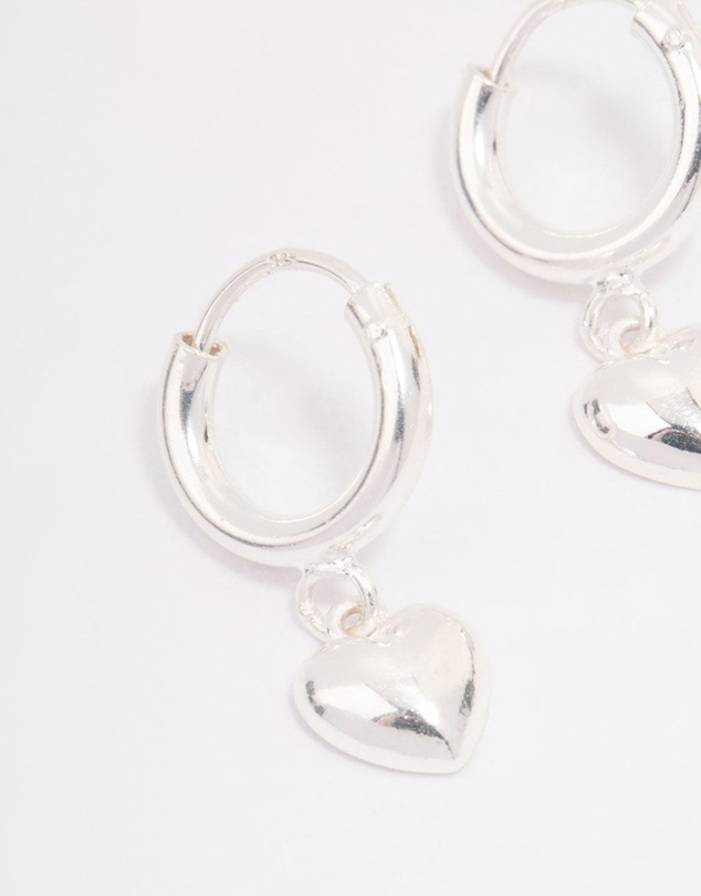 Lovisa - Sterling Silver Chubby Heart Hoop Earrings