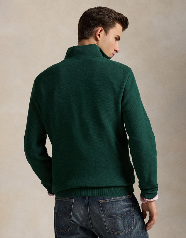 Polo Ralph Lauren - Mesh-Knit Cotton Quarter-Zip Sweater