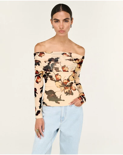 Staple the Label - Romy Off Shoulder Mesh Top