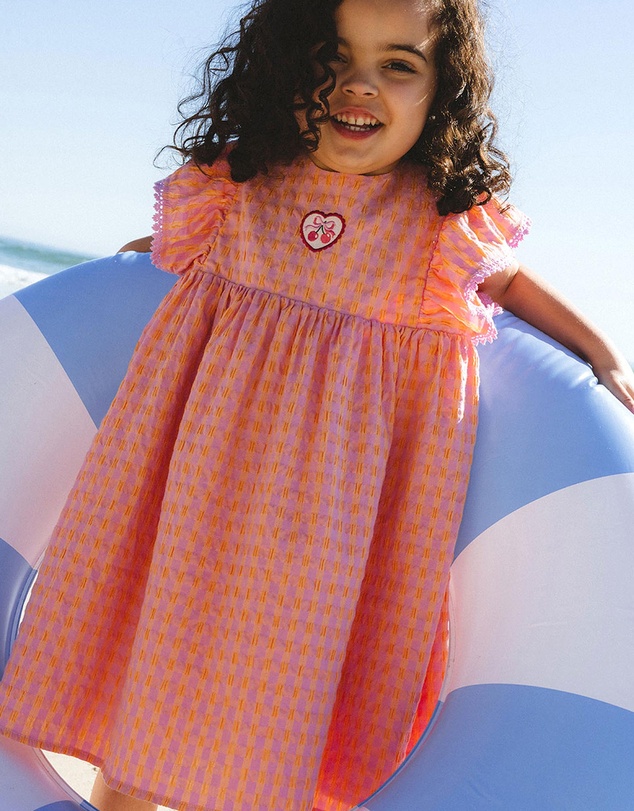 Huxbaby - Mango Sherbet Garment Dye Seersucker Dress - ICONIC EXCLUSIVE - Babies-Kids