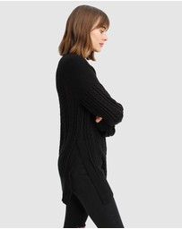 Belle & Bloom - At Last Cable Knit Jumper with Slit