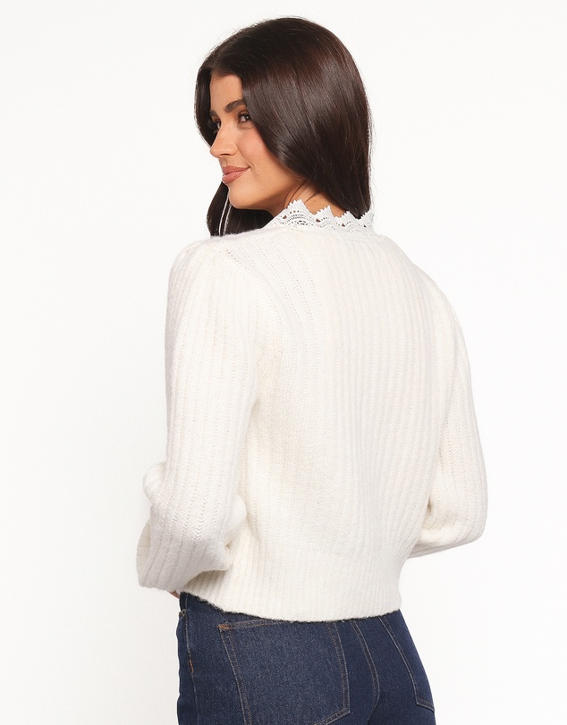 Petal & Pup - Silvie Lace Front Tie Cardigan - Cream
