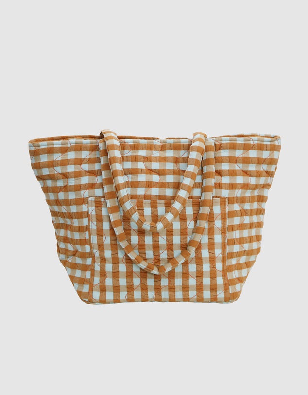 Mosey Me - Honey Blue Seersucker Quilted Bag