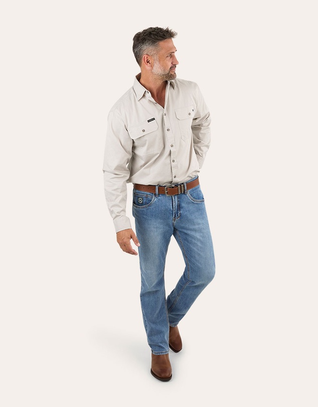 Ringers Western - King River Mens Half Button Work Shirt