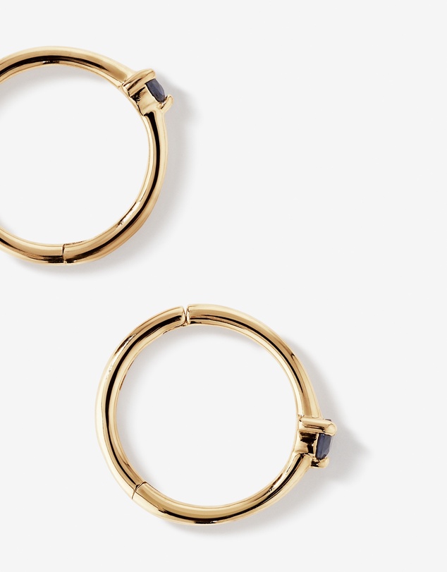 Michael Hill - Blue Sapphire Gemstone Accent Sleeper Earrings in 10kt Yellow Gold