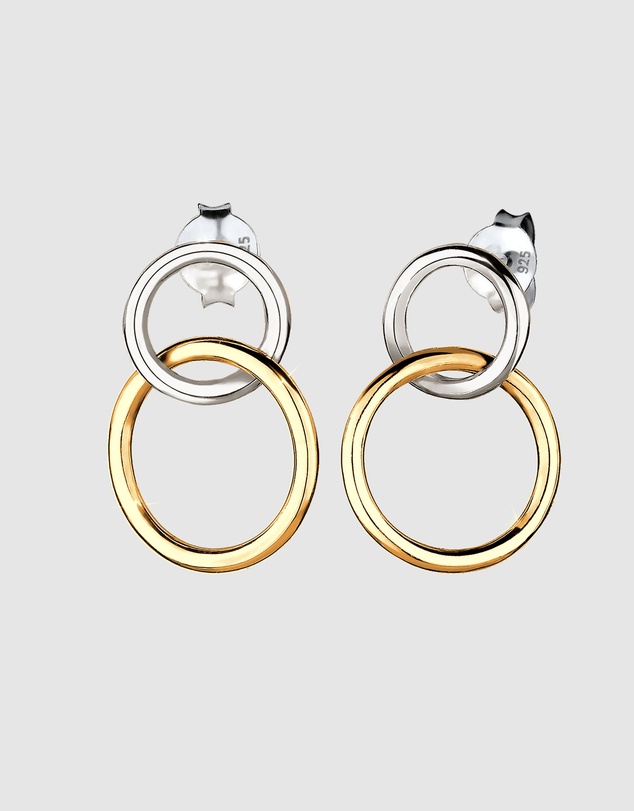 Elli Jewelry - Bicolor Circle Stud Earrings in 925 Silver