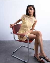 TOPSHOP - Grown On Shoulder Chiffon Mini Dress With Sash
