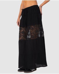 EDIKTED - Double Tie Lace Panel Maxi Skirt