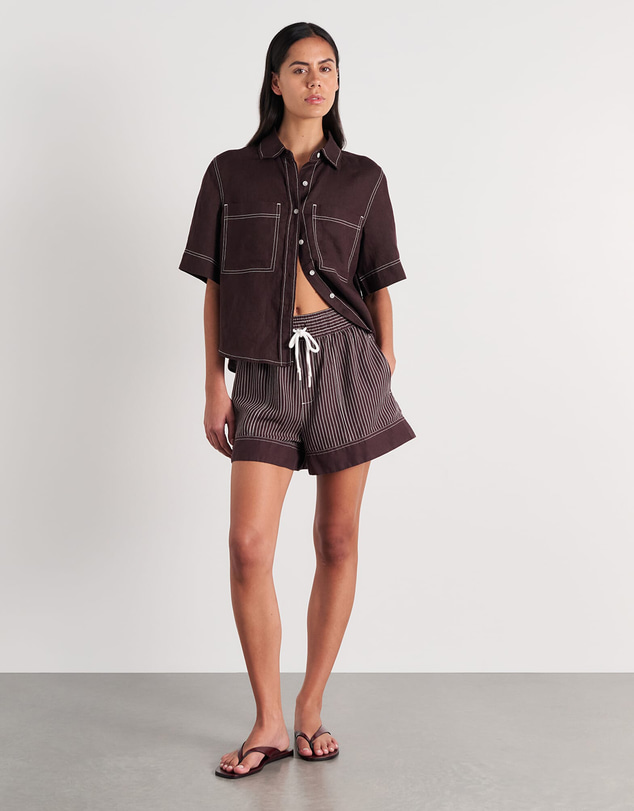 Jag - Gigi Linen Relaxed Short Sleeve Shirt