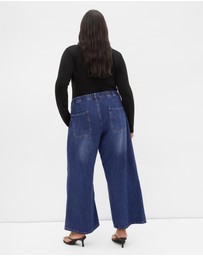 City Chic - Plus size Jorja Wide Leg Crop Denim Pant - mid wash