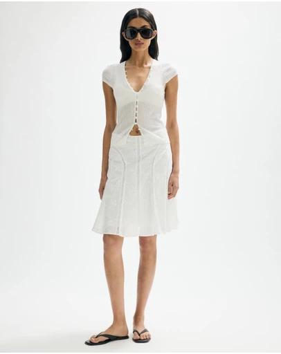 Minima Esenciales - Masson Cotton and Lace Midi Skirt