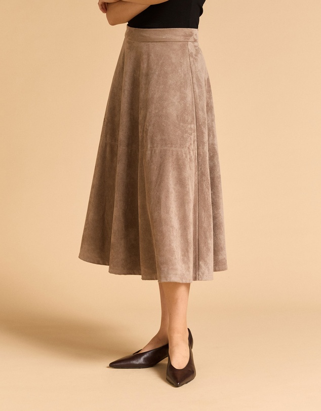 MVN - Faux Suede Midi Skirt