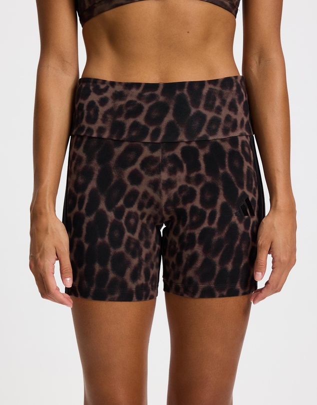 adidas Sportswear - Seasonal Essentials Leopard Print Biker Shorts With 3-Stripes