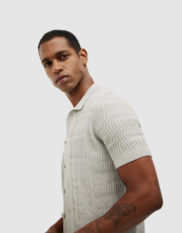 Politix - Wave Knit Button Down Short Sleeve Shirt