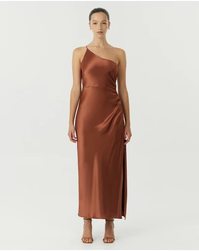 Third Form - Satin Gather One Shoulder Dress