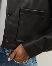 Atmos&Here - Annalise Leather Look Cropped Shacket
