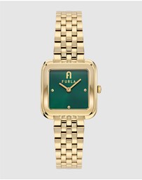 Furla - Diamante 27.5mm Square Green Dial with Gold-Tone Bracelet
