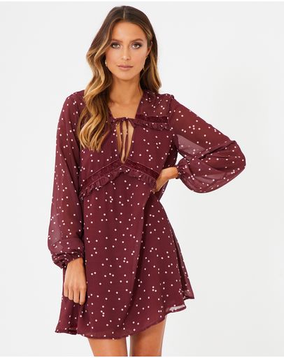 Burgundy Polka Dot